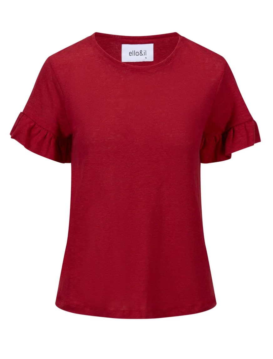 Lara Linen Tee Red