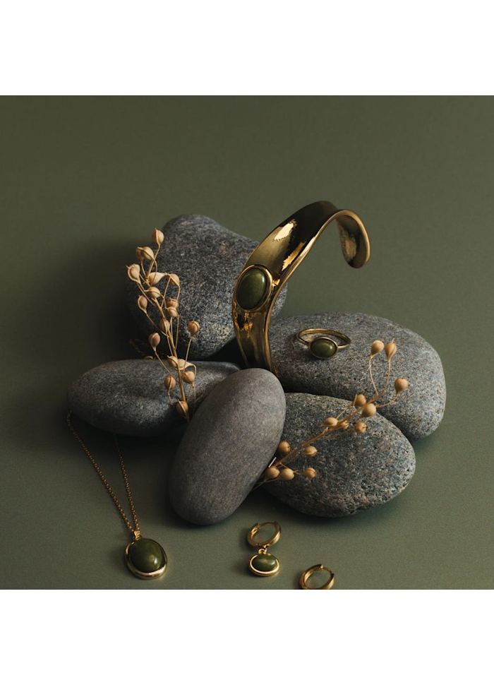 Organic SP Green Jade Stone Cuff