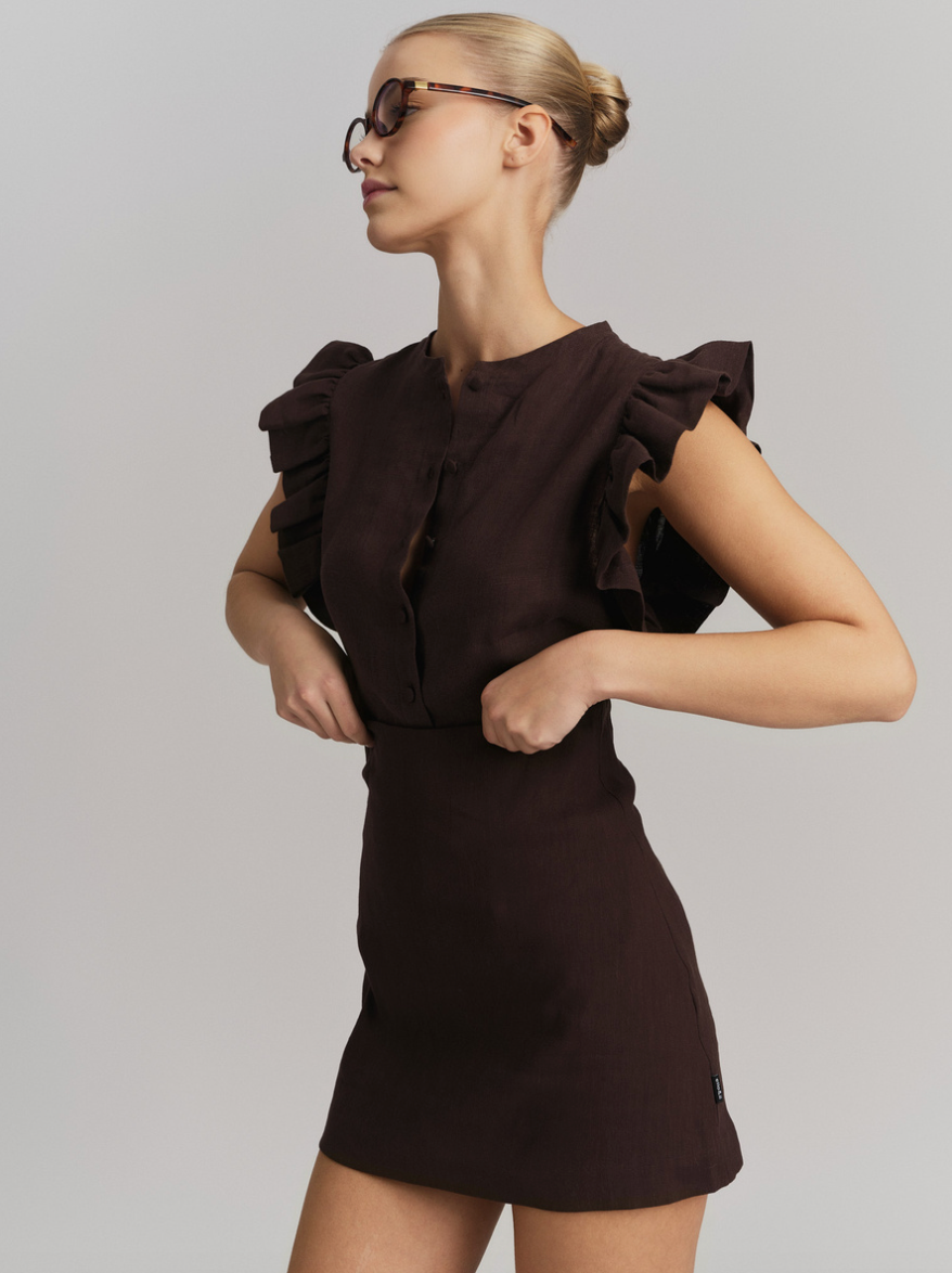 Pauline Linen Shirt Dark Brown