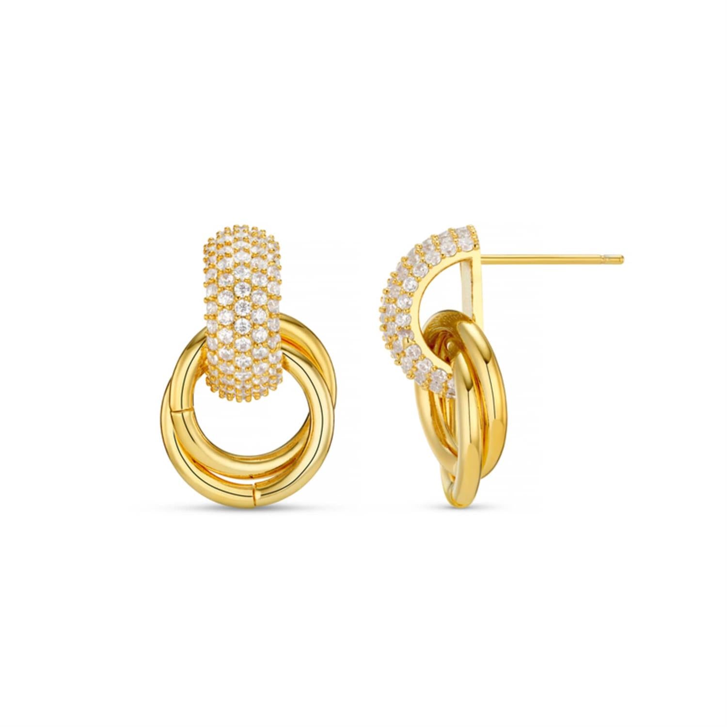 Pave Interlocking Earrings Gold