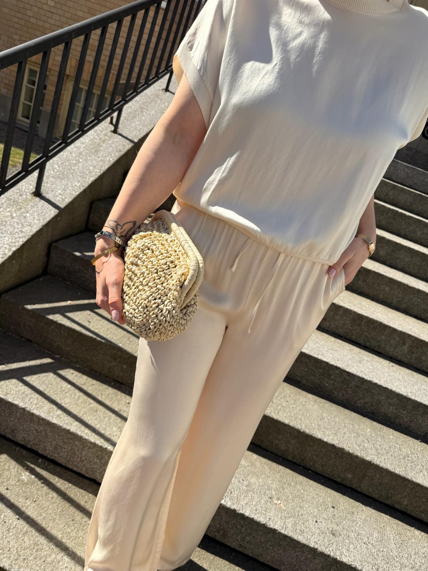 Bukse Rett Ben Ecru
