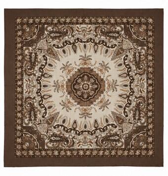 Skjerf Ull Paisley 85x85cm Brun