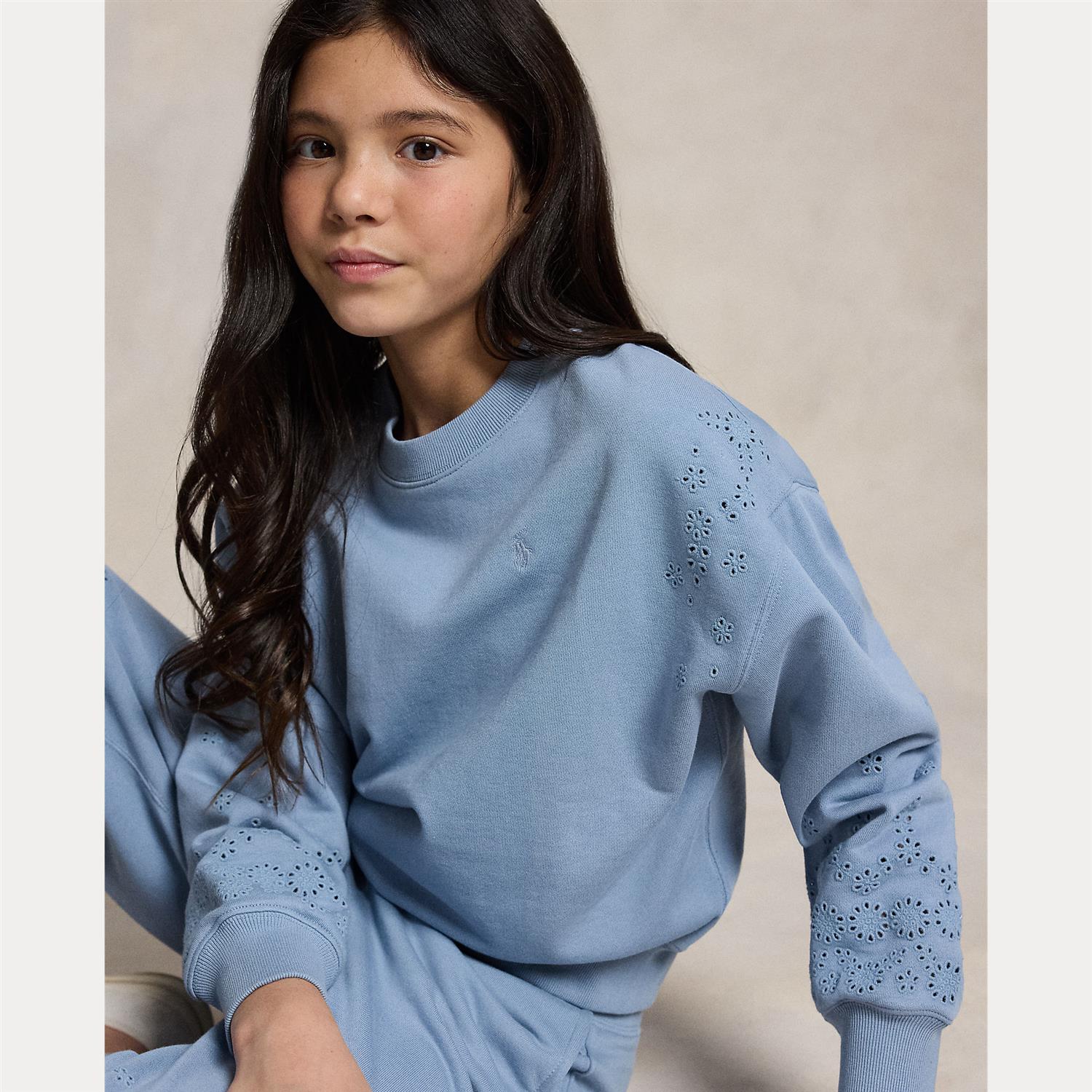 Eyelet French Terry Sweatshirt Vessel Blue