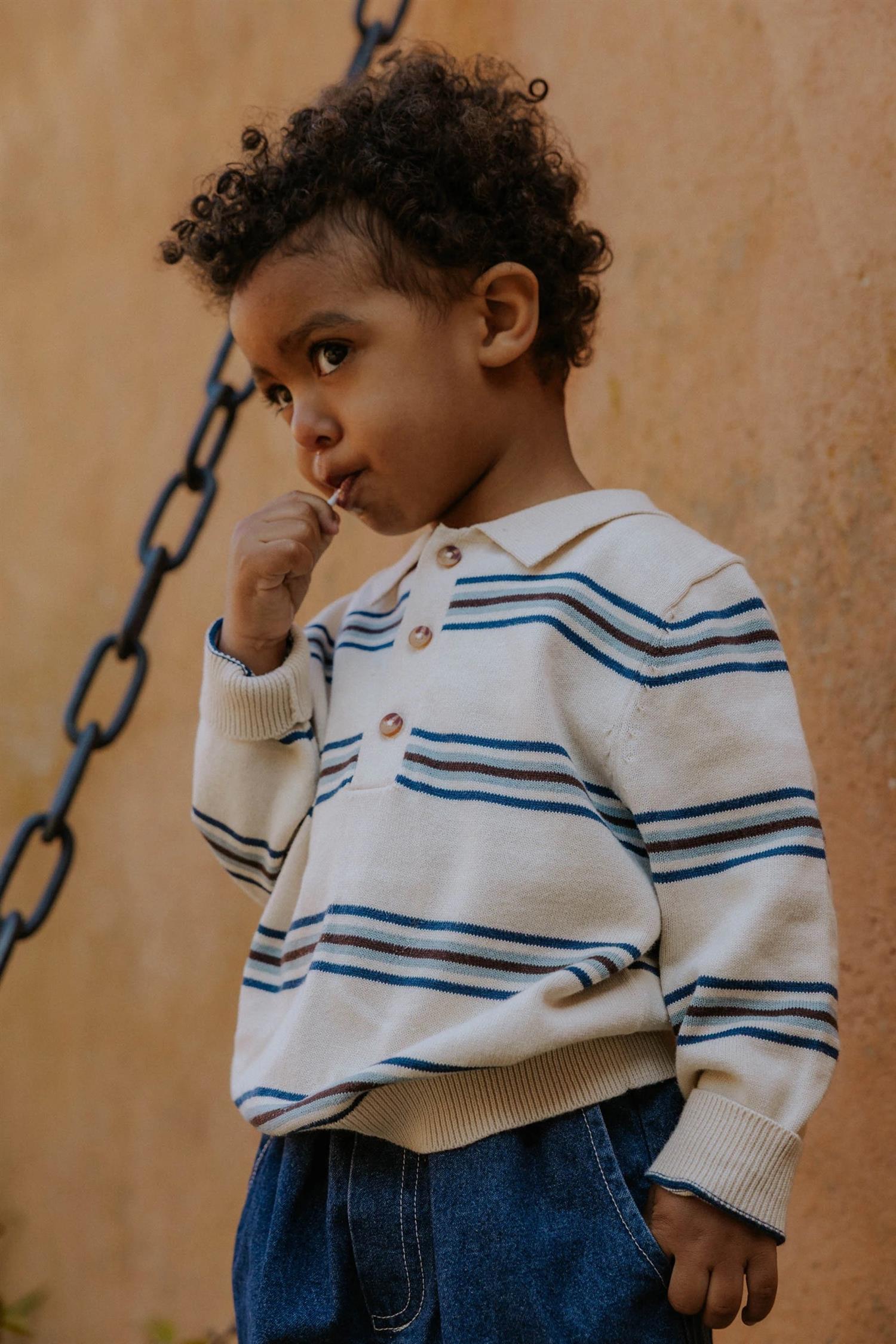 Benny Langermet Polo Sandshell Stripe