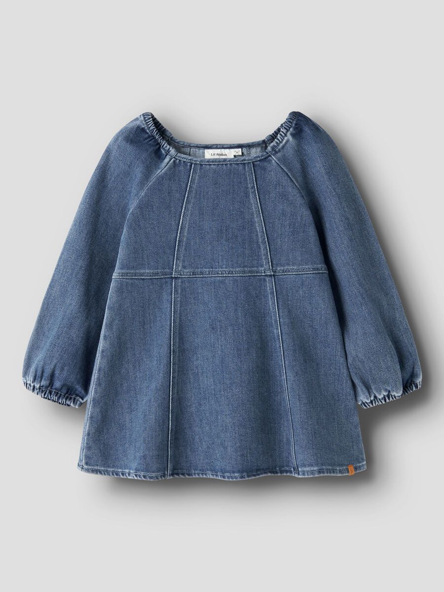 Obello Ls Loose Denim Dress Dark Blue Denim