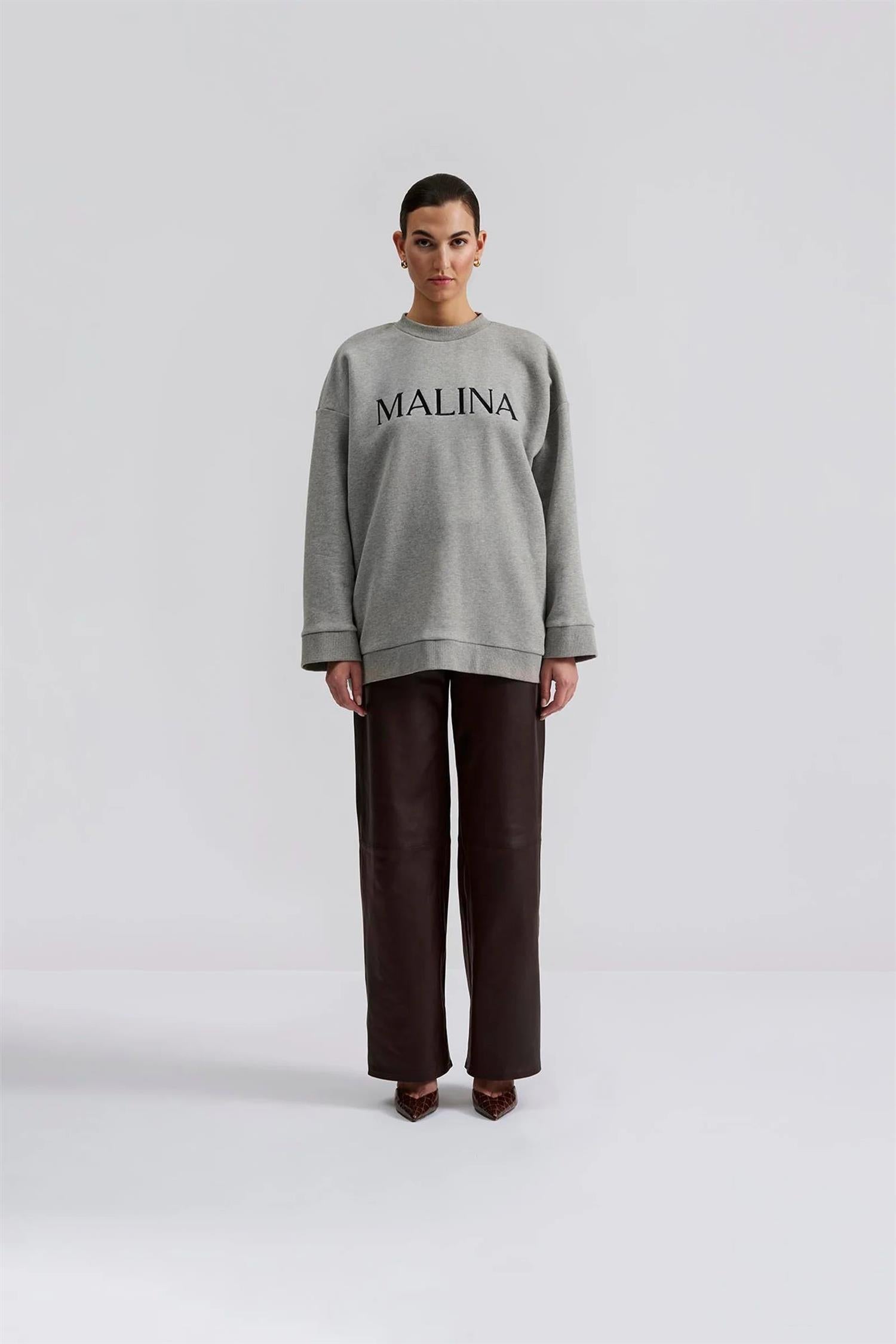 Malina Oversized College Sweater Grey Melange