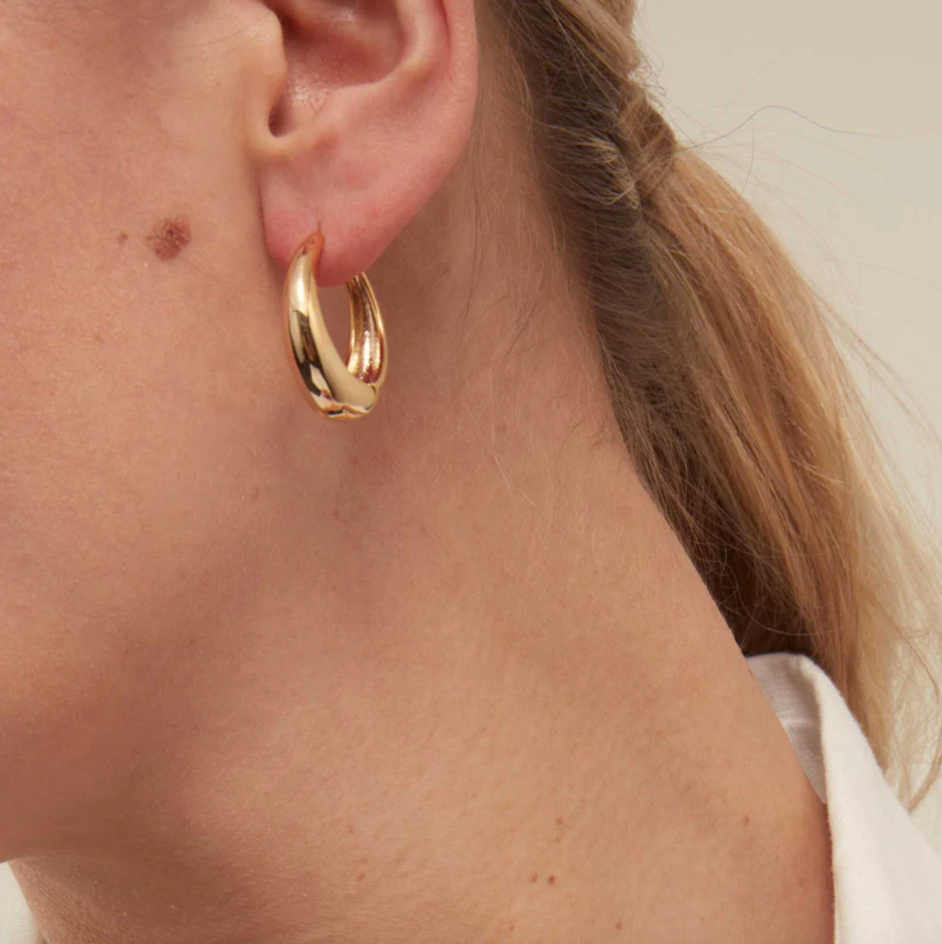 Large Tapered Hoop Earrings Gold