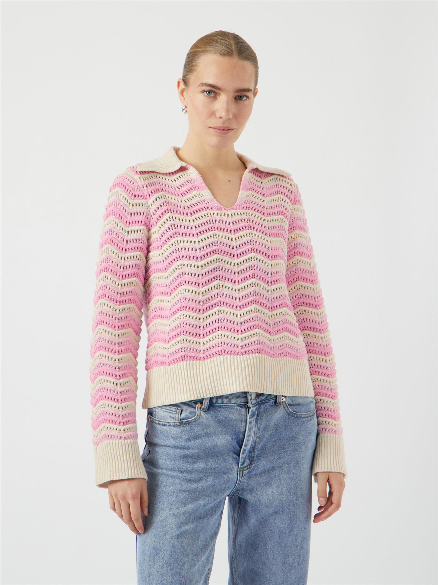 YASCALMI Knit Pullover Begonia Pink Stripe