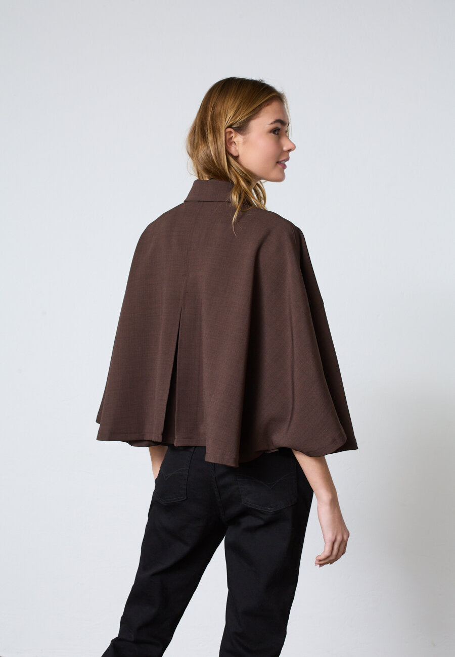 Carwin Cape Shirt Dark Chocolate