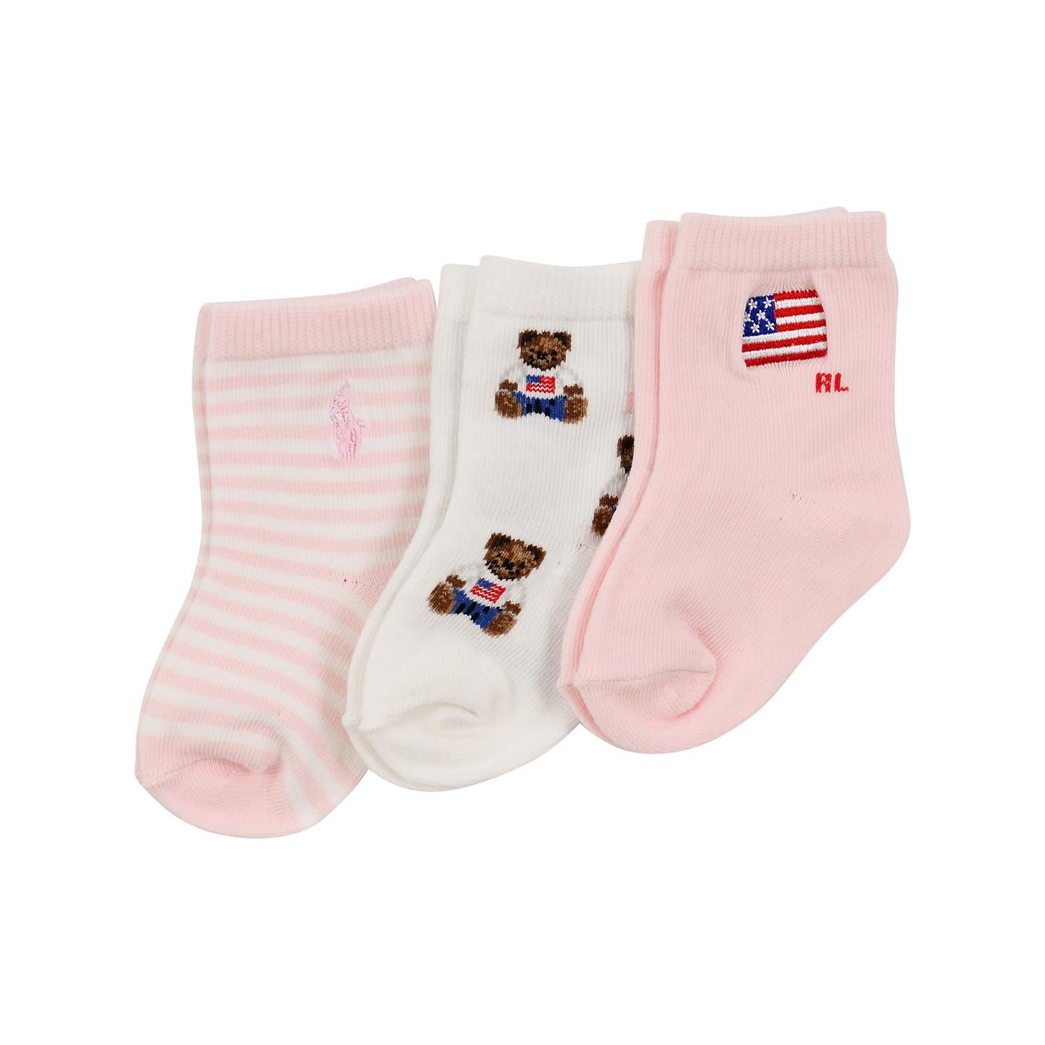 Baby Girl American B-Crew Socks 3-Pack White/Navy