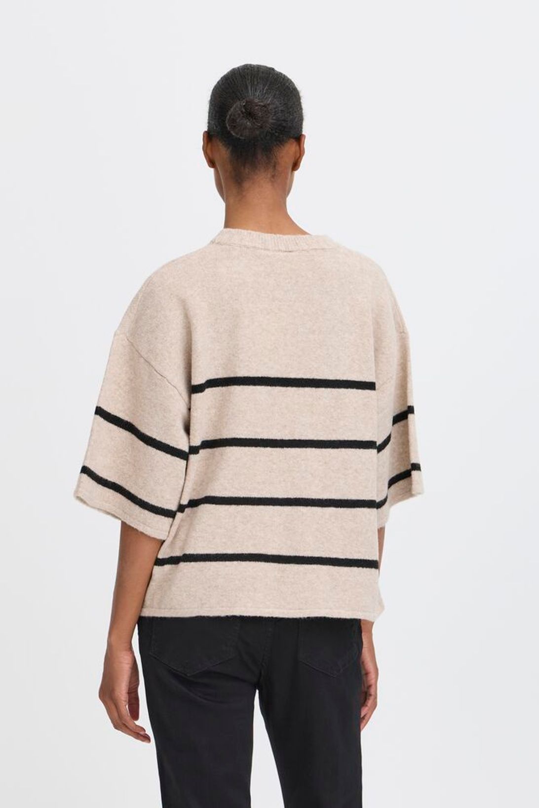 Dasila Shortsleeve Oatmeal Black Stripe