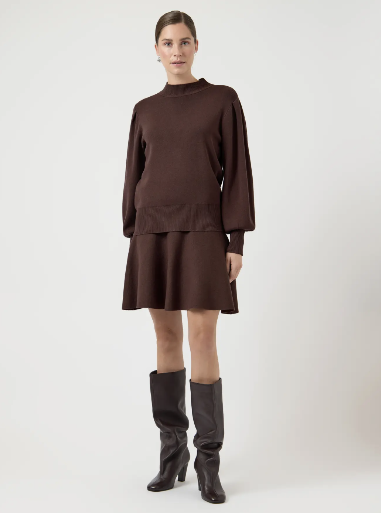 YASFONNY Knit Skirt Chocolate Brown