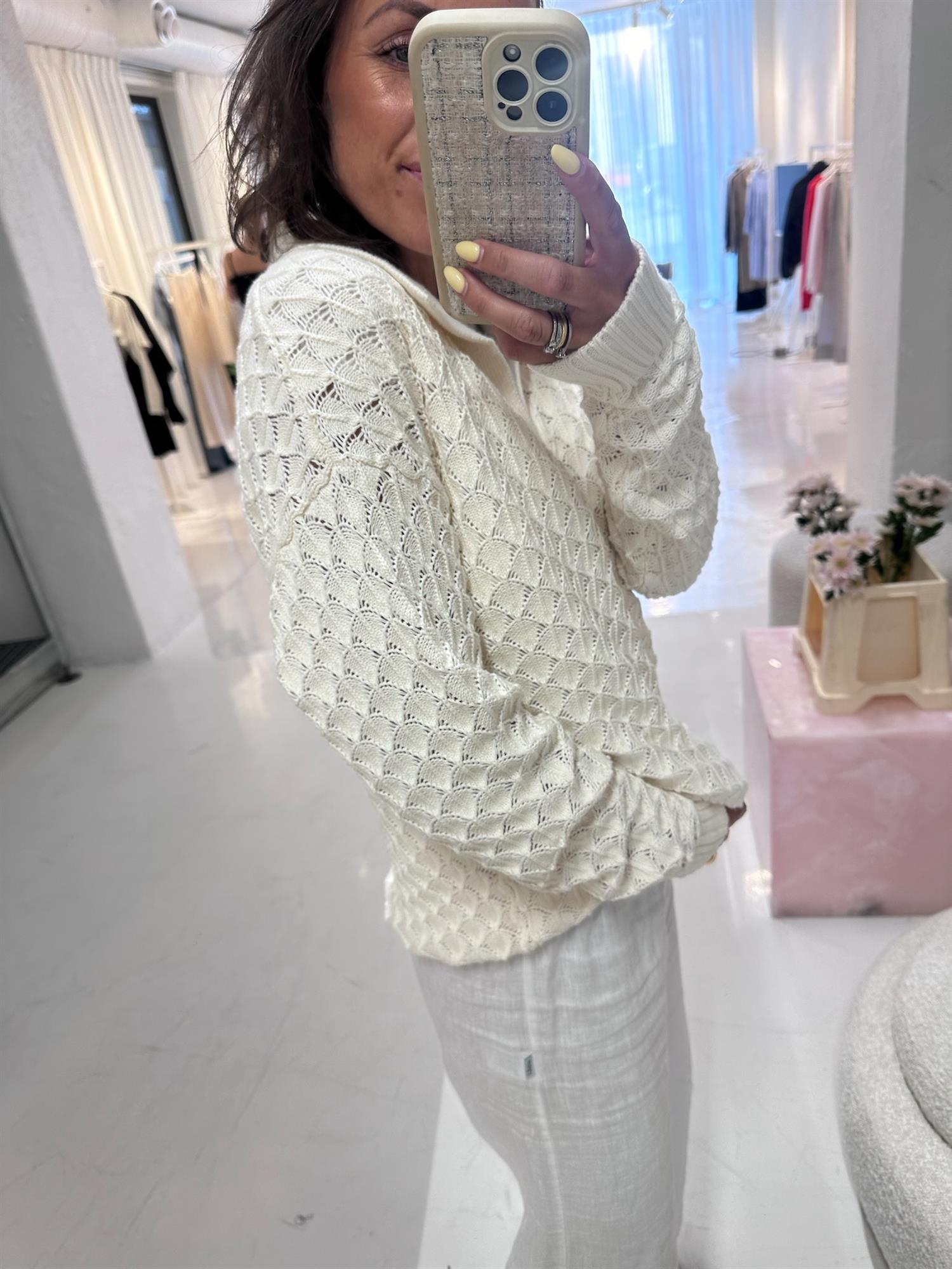 Pearl Polo Sweater Winter White