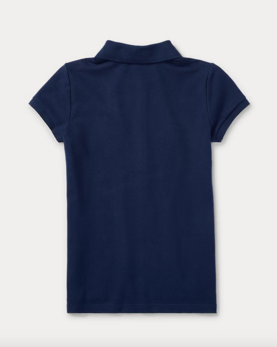 Stretch Cotton Mesh Polo Shirt Refined Navy