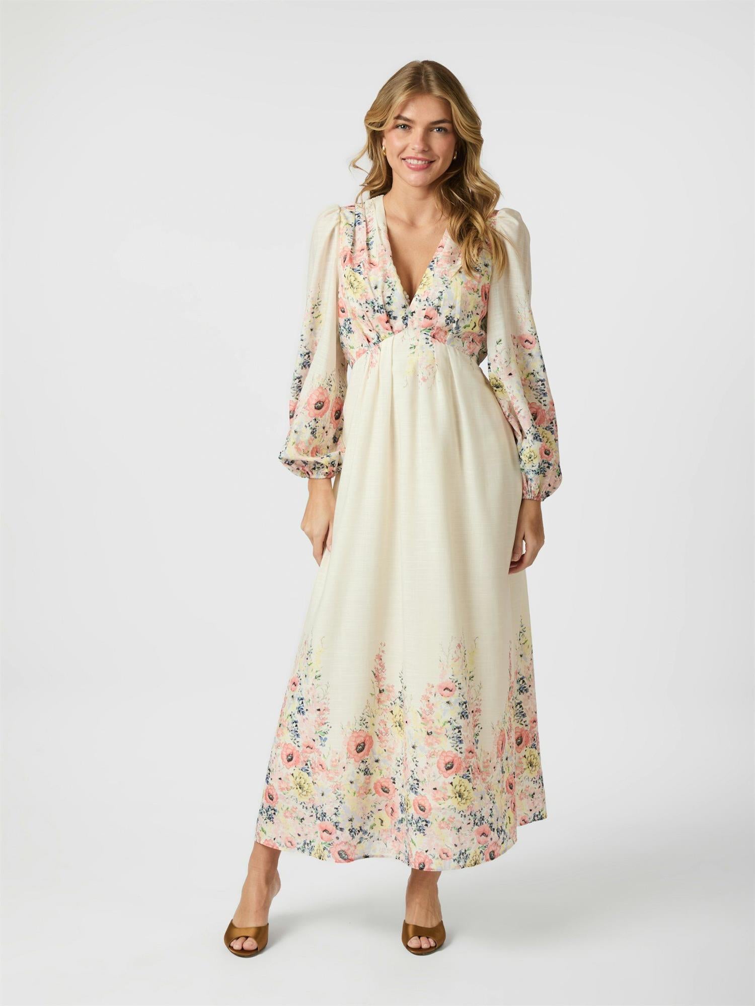 Silfi Flower Print Dress Creme