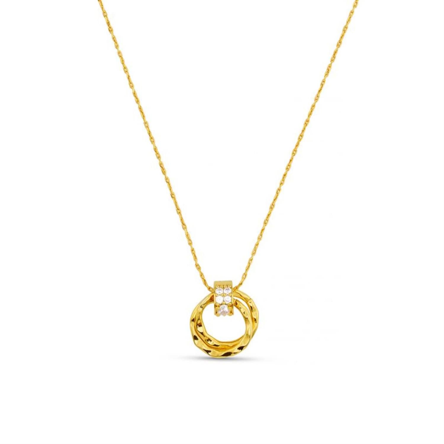 Mini Pave & Open Circkle Interlocking Necklace