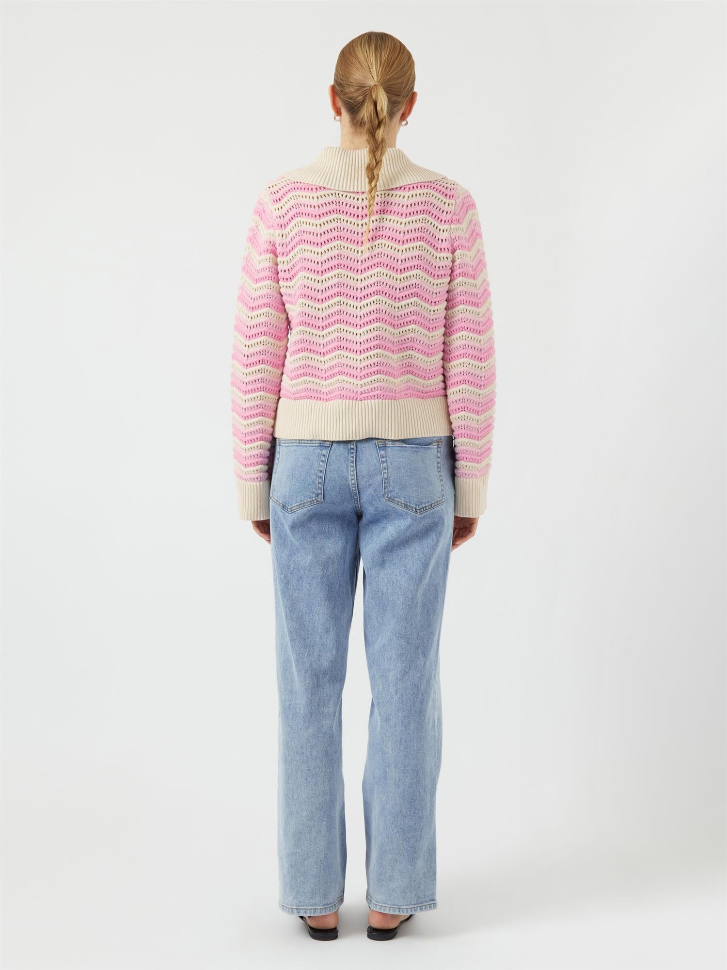 YASCALMI Knit Pullover Begonia Pink Stripe