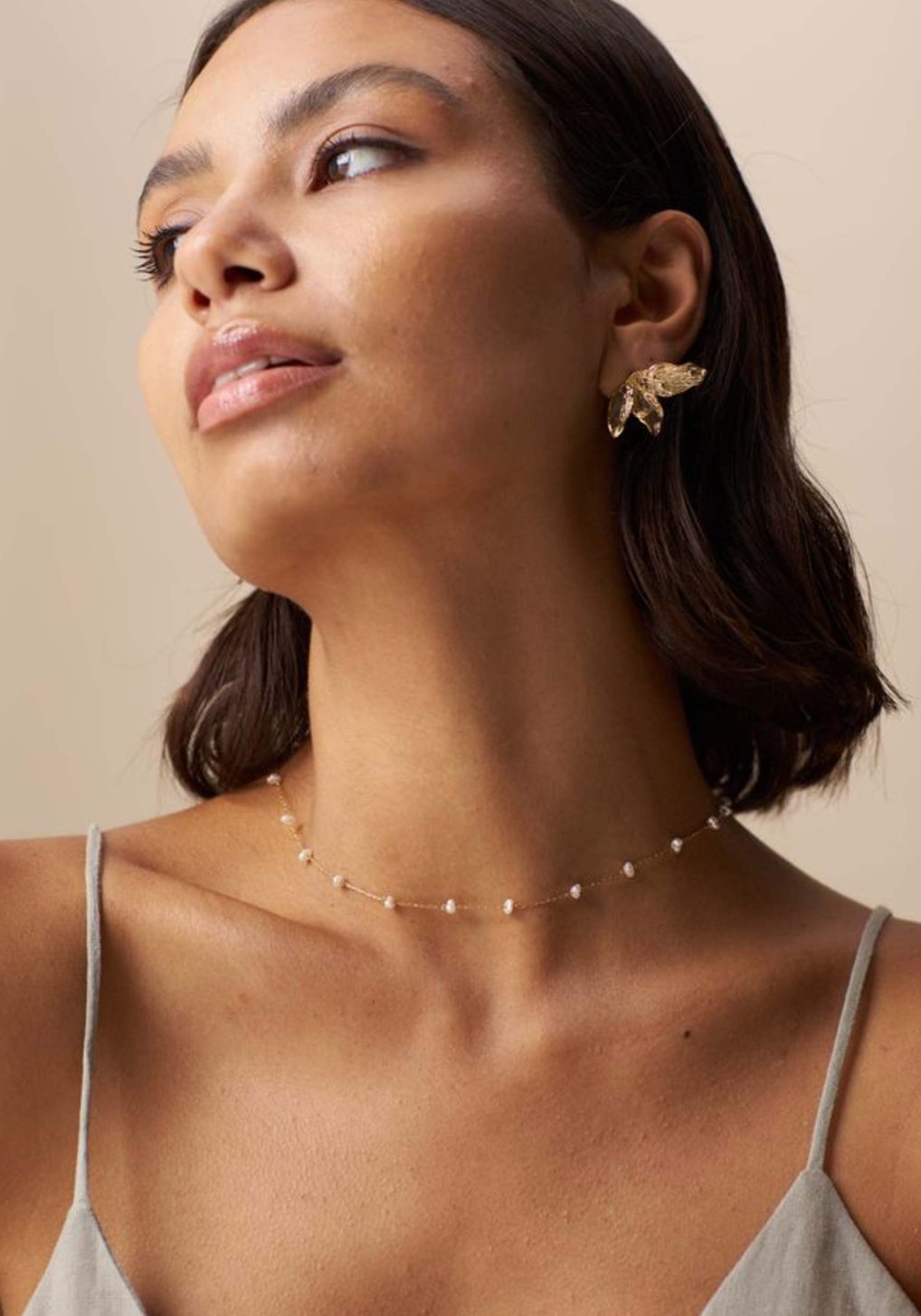Statement Petal Climber Earrings Gold