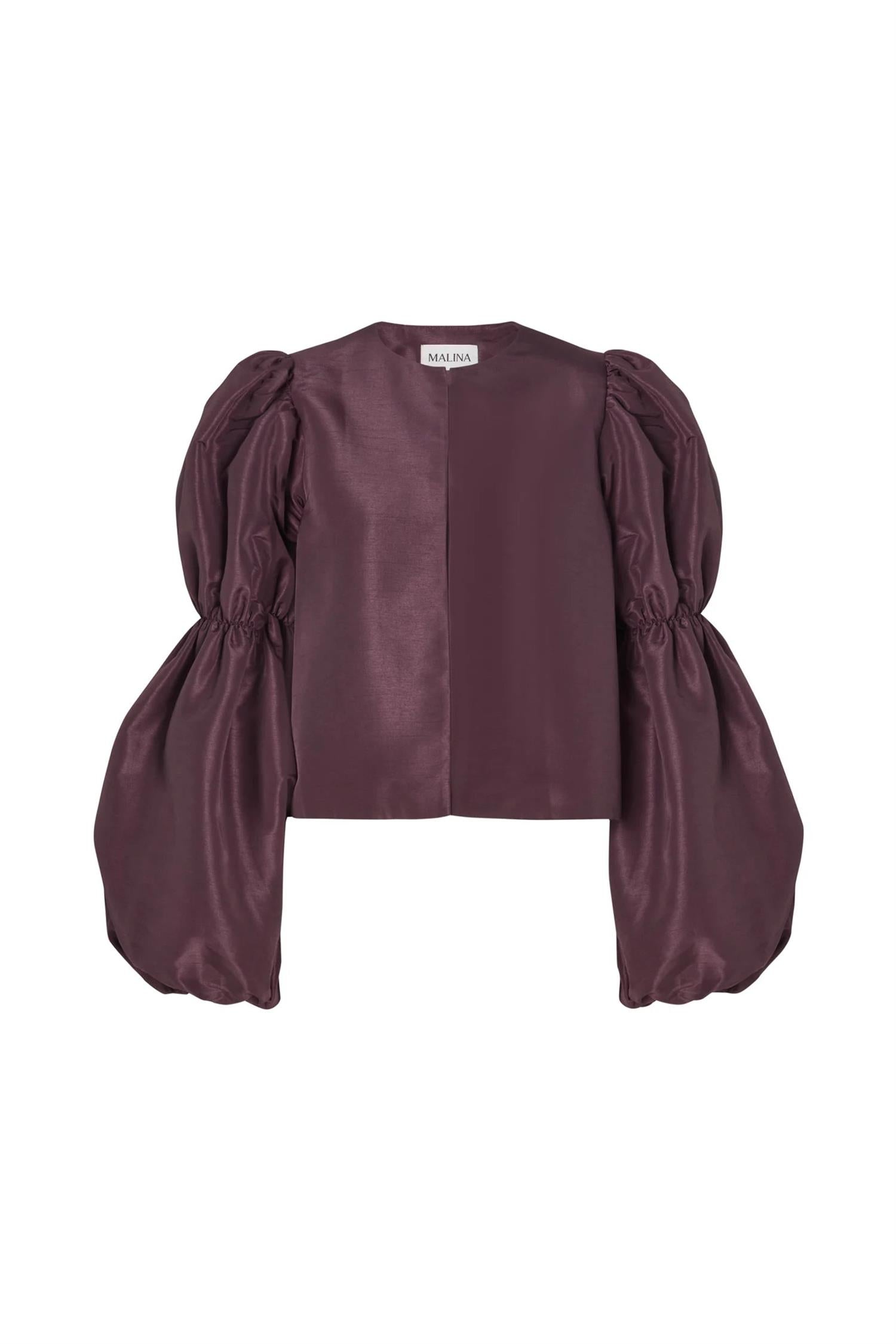 Zoey Double Pouf Sleeve Blouse Plum