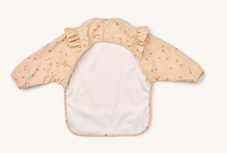Merle Ruffle Cape Bib Mini Butterfly/Apple Blossom