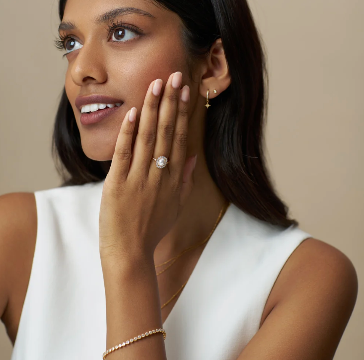 Crystal Tennis Slider Bracelet Gold