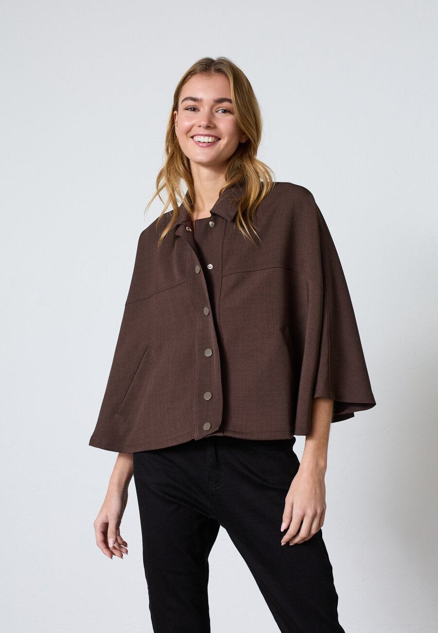 Carwin Cape Shirt Dark Chocolate