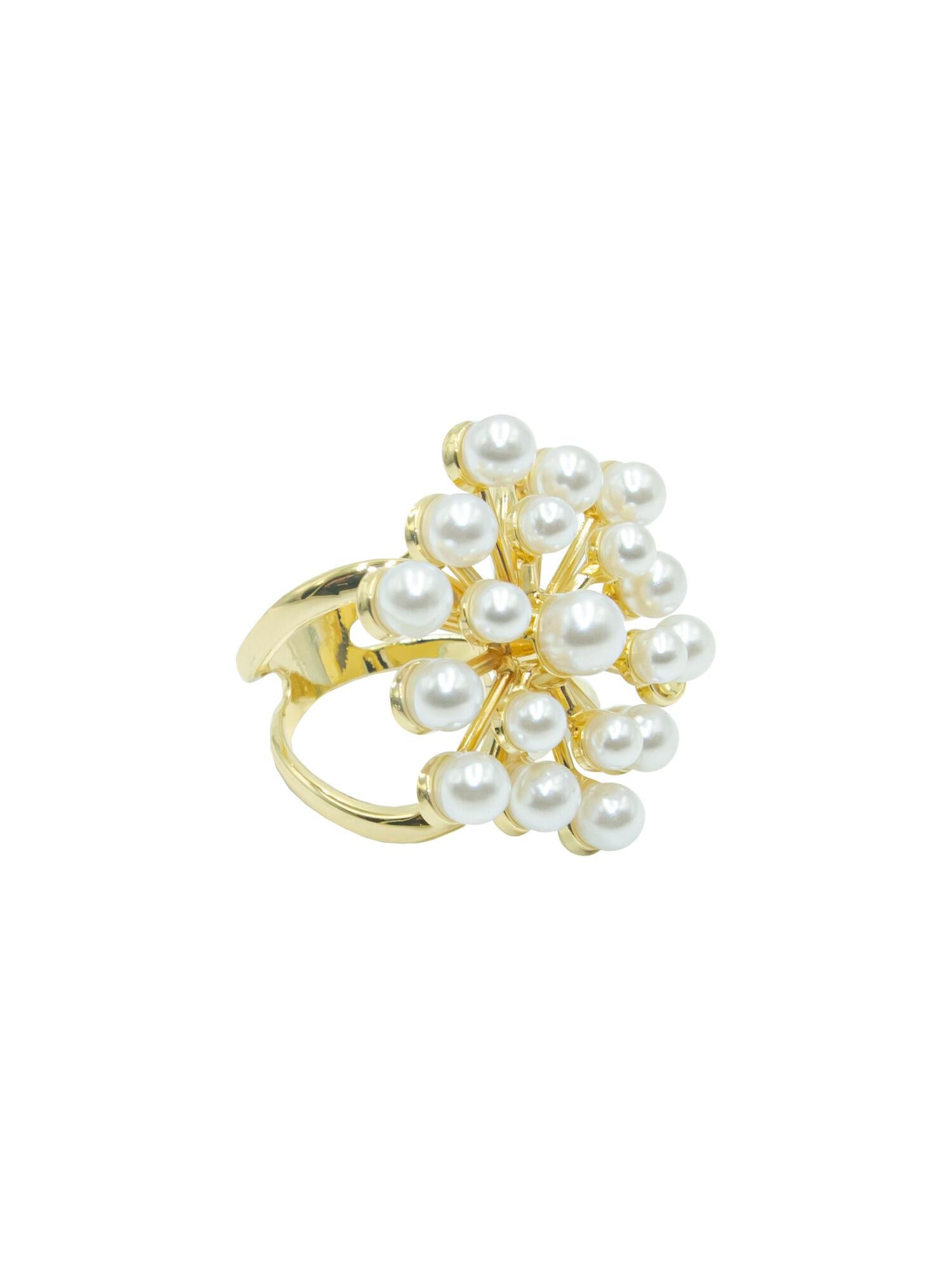 Skjerf Ring m/Multi Perler Gull
