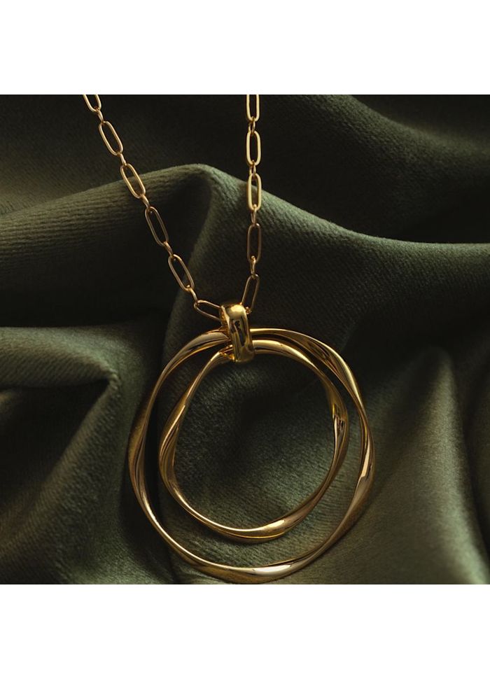 Statement Ribbon Interlocking Open Long Necklace