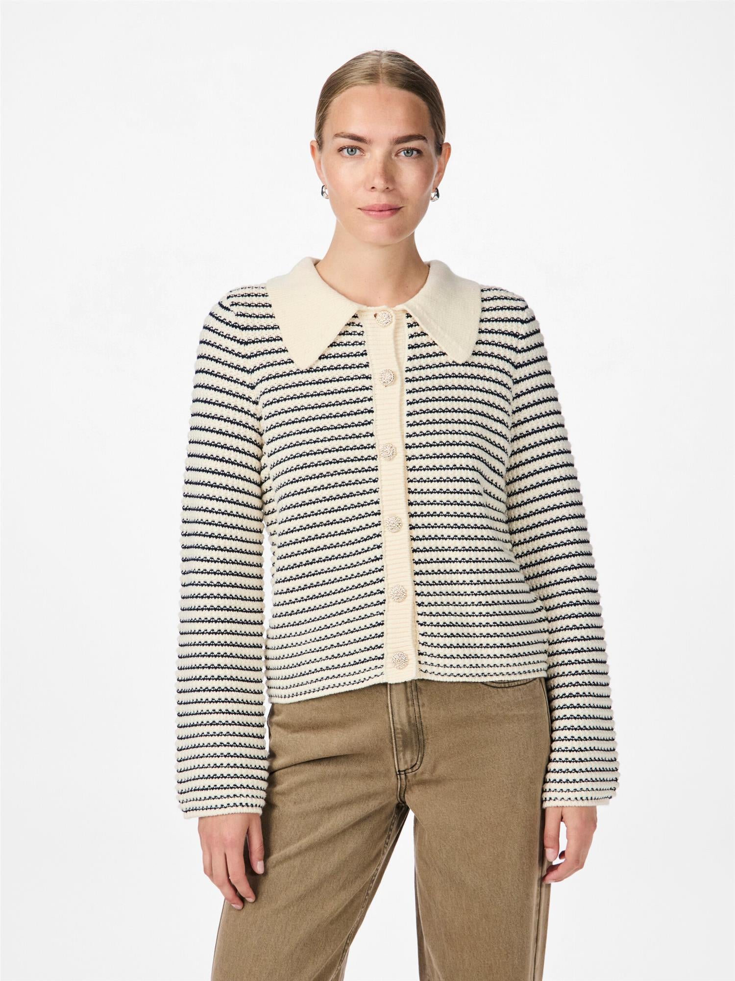 YASFANTO Knit Carding Gardenia/Navy Blazer