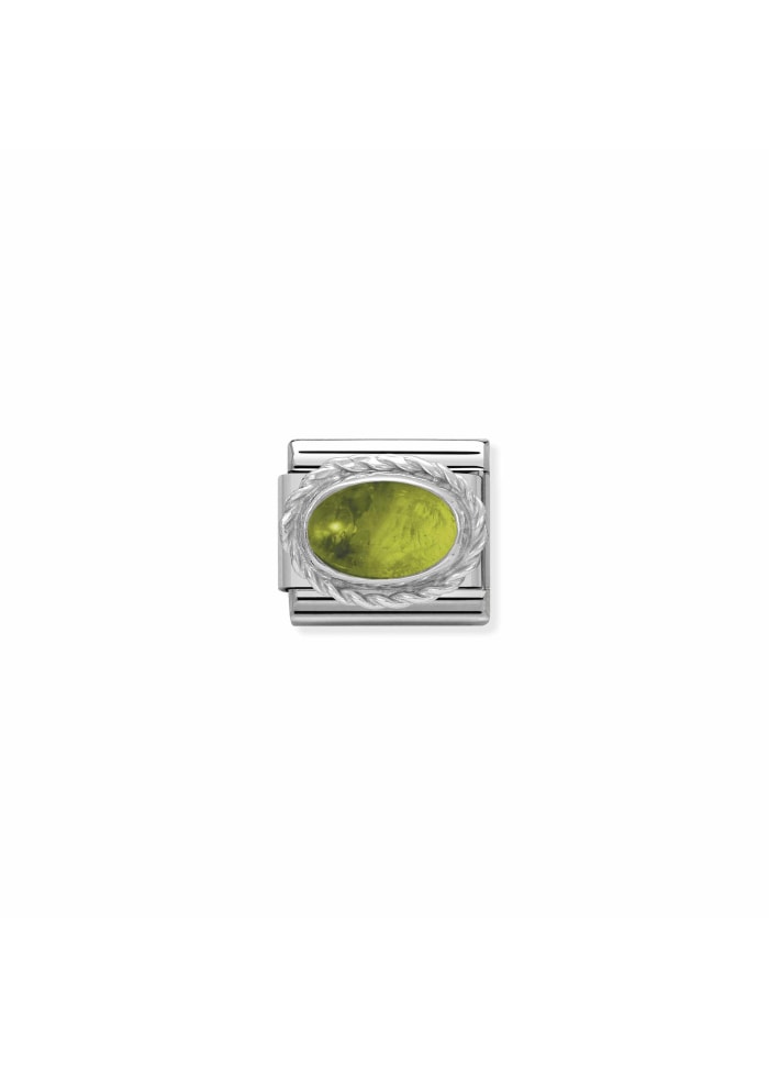 Silver Twisted Oval Peridot