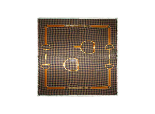 Skjerf Hestemotiv Silke 70x70 Brun