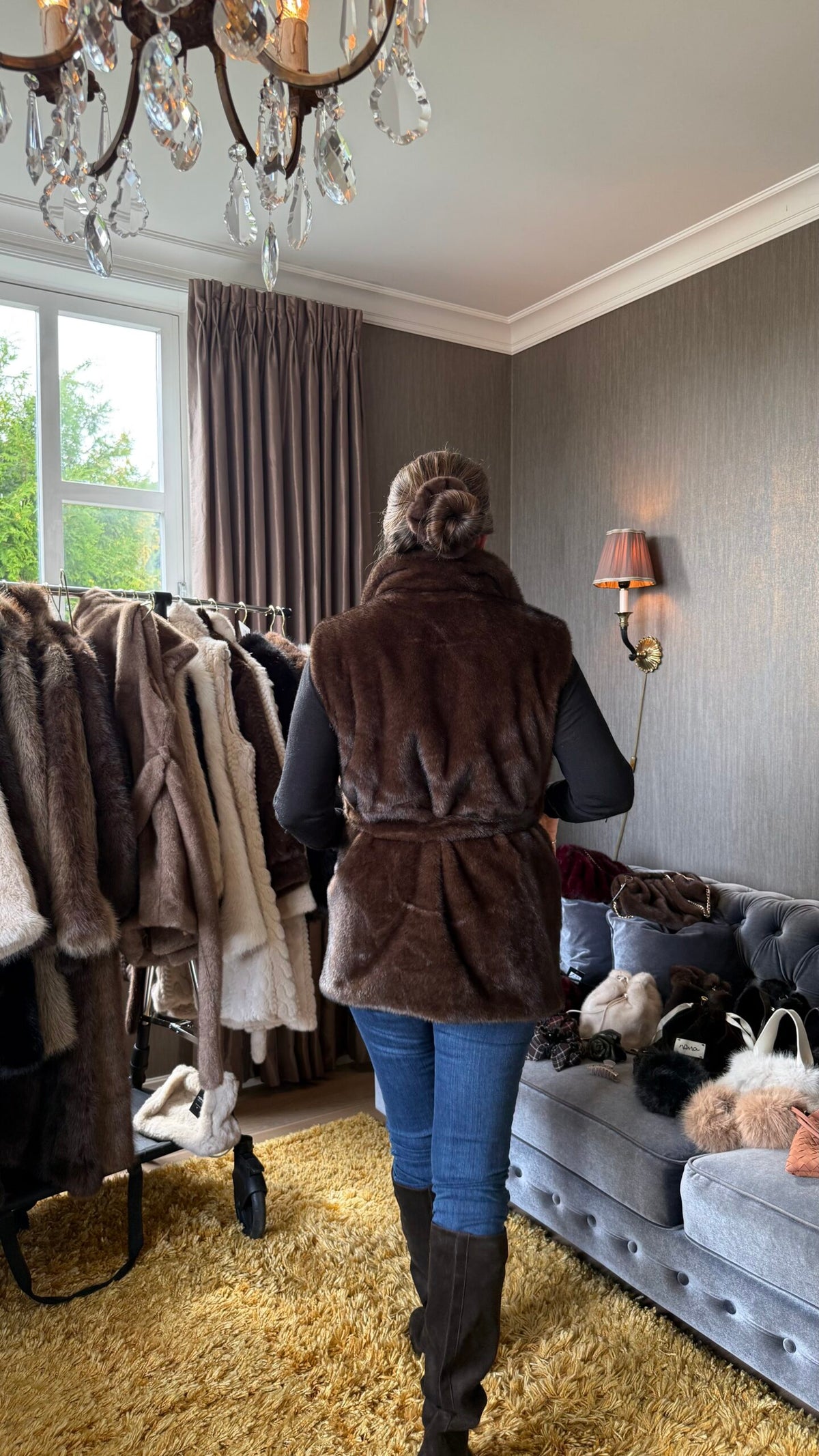 Alaska Fuskepels Vest Minkbrun