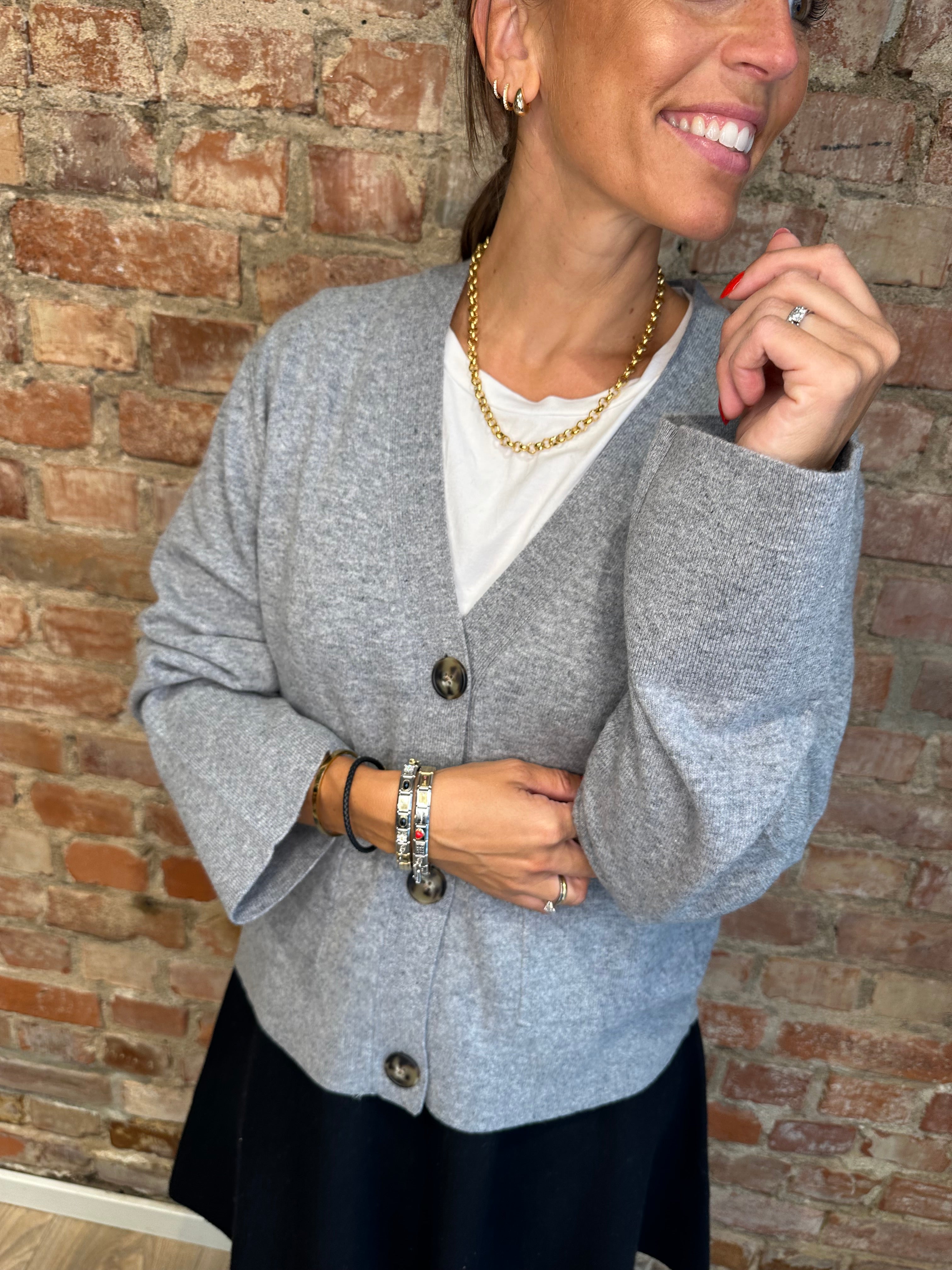 YASEMILIE Cardigan Knit Light Grey Melange