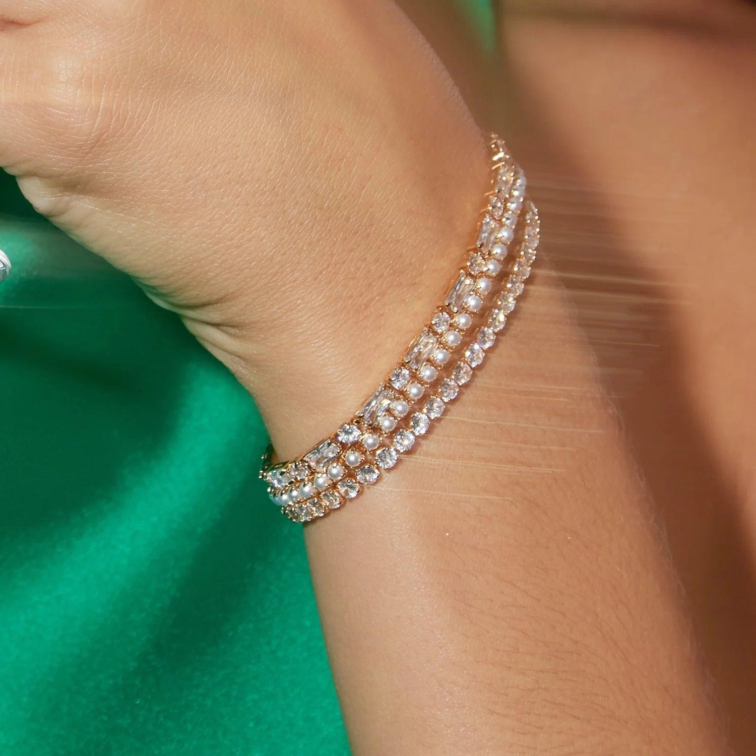 Pearl Tennis Bracelet Gold