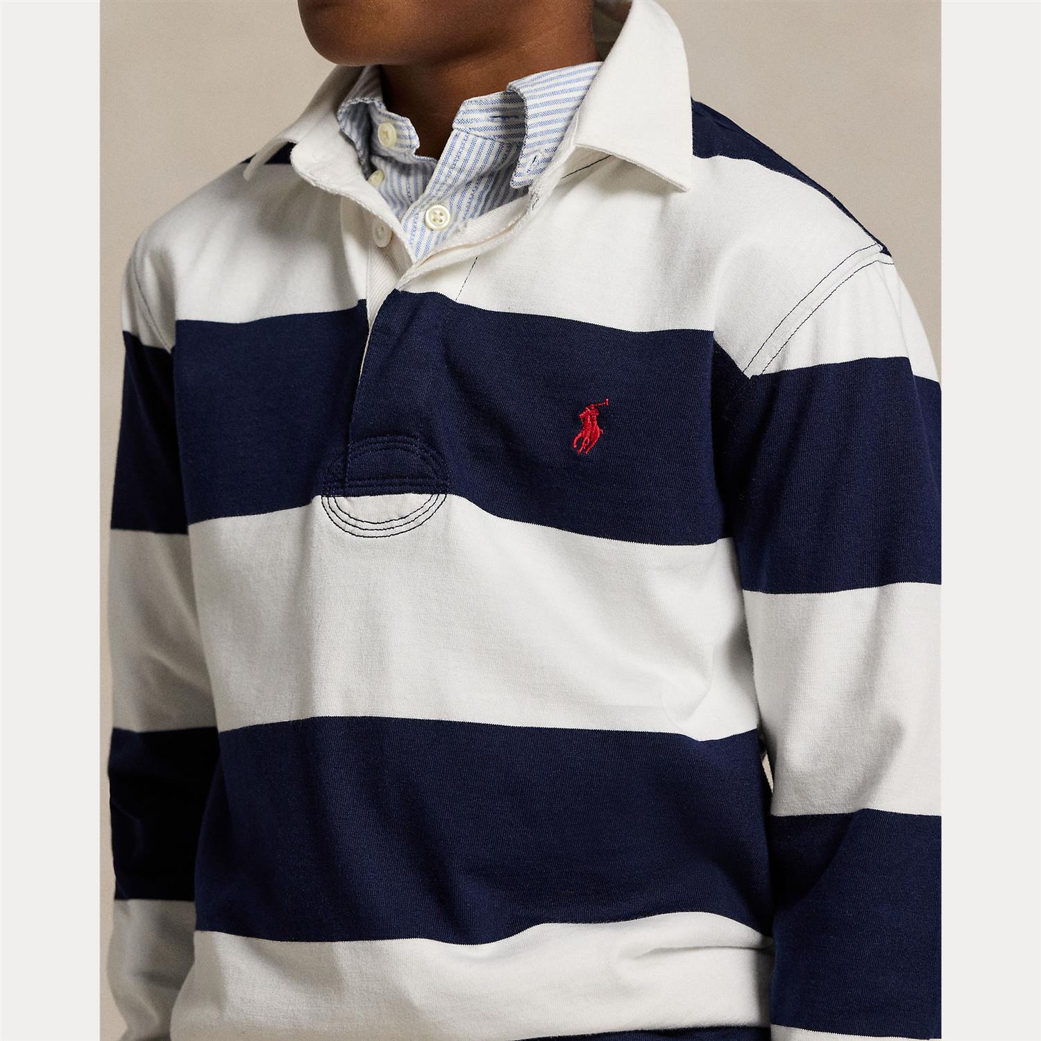 The Iconic Rugby Shirt White/Cruise Navy