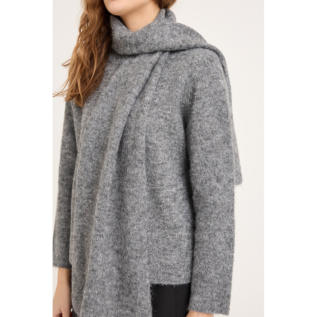 Harper Knit Scarf Cardigan Medium Grey Melange