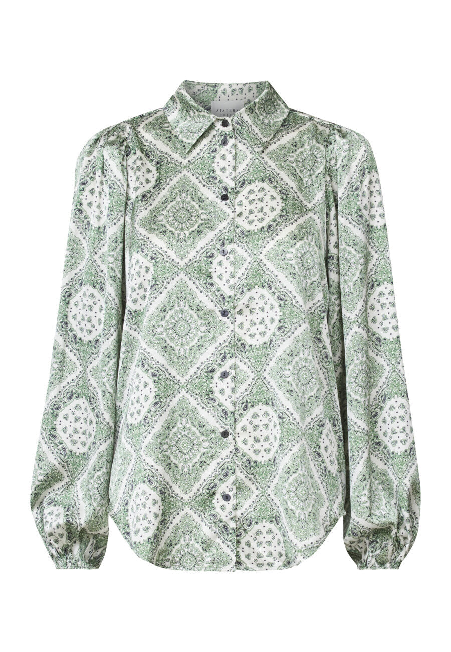 Ella Blouse Green Paisley