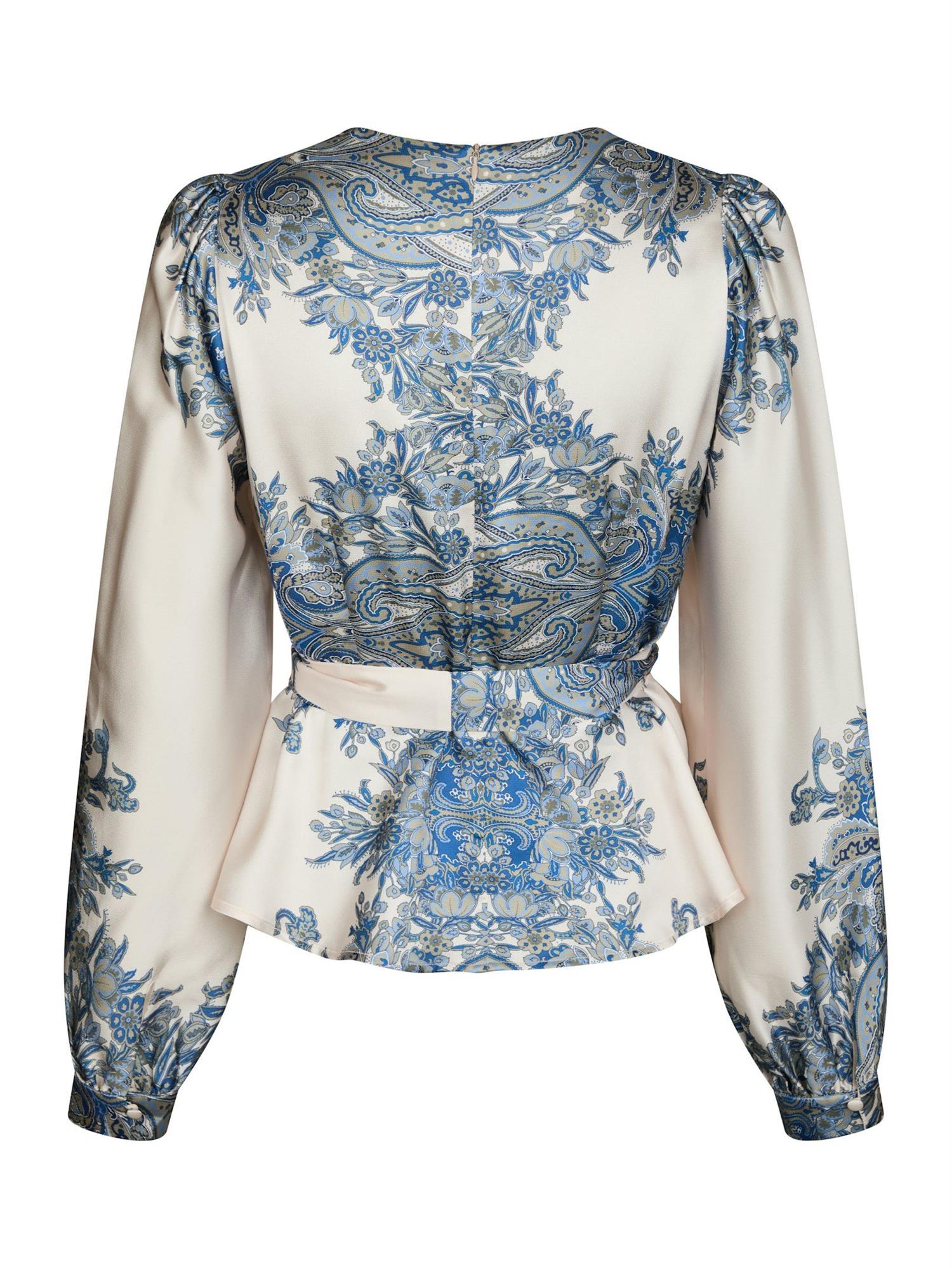 Rista Paisley Border Blouse Ash Blue