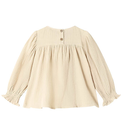 Paco Bow Langermet Bluse Sandshell