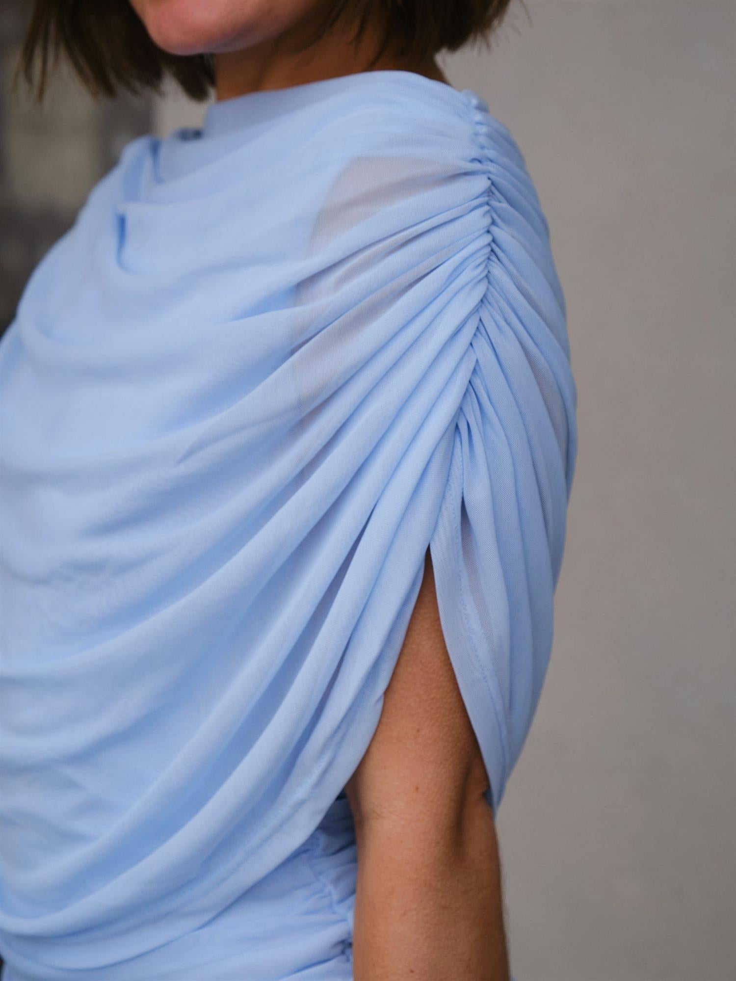 Tottuna Long Drapy Mesh Dress Light Blue