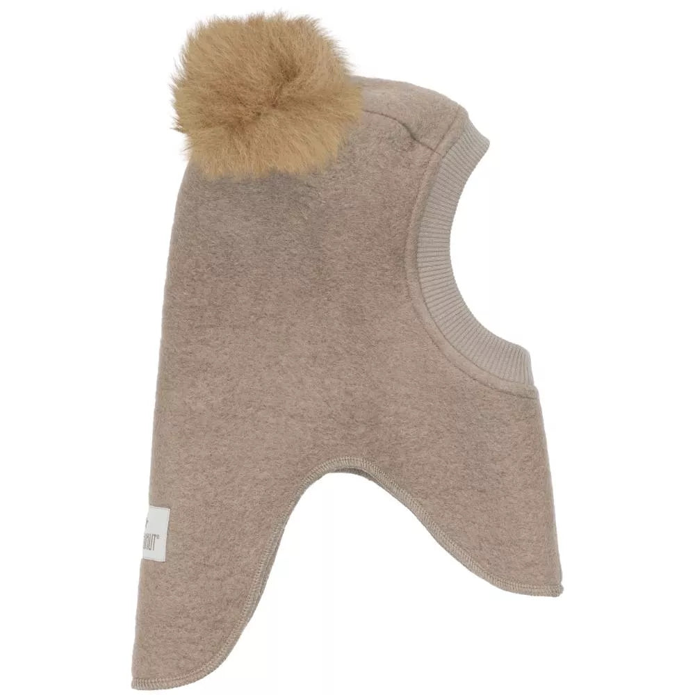 Balaclava Ears Wool Alpaca Pompoms Camel Melange