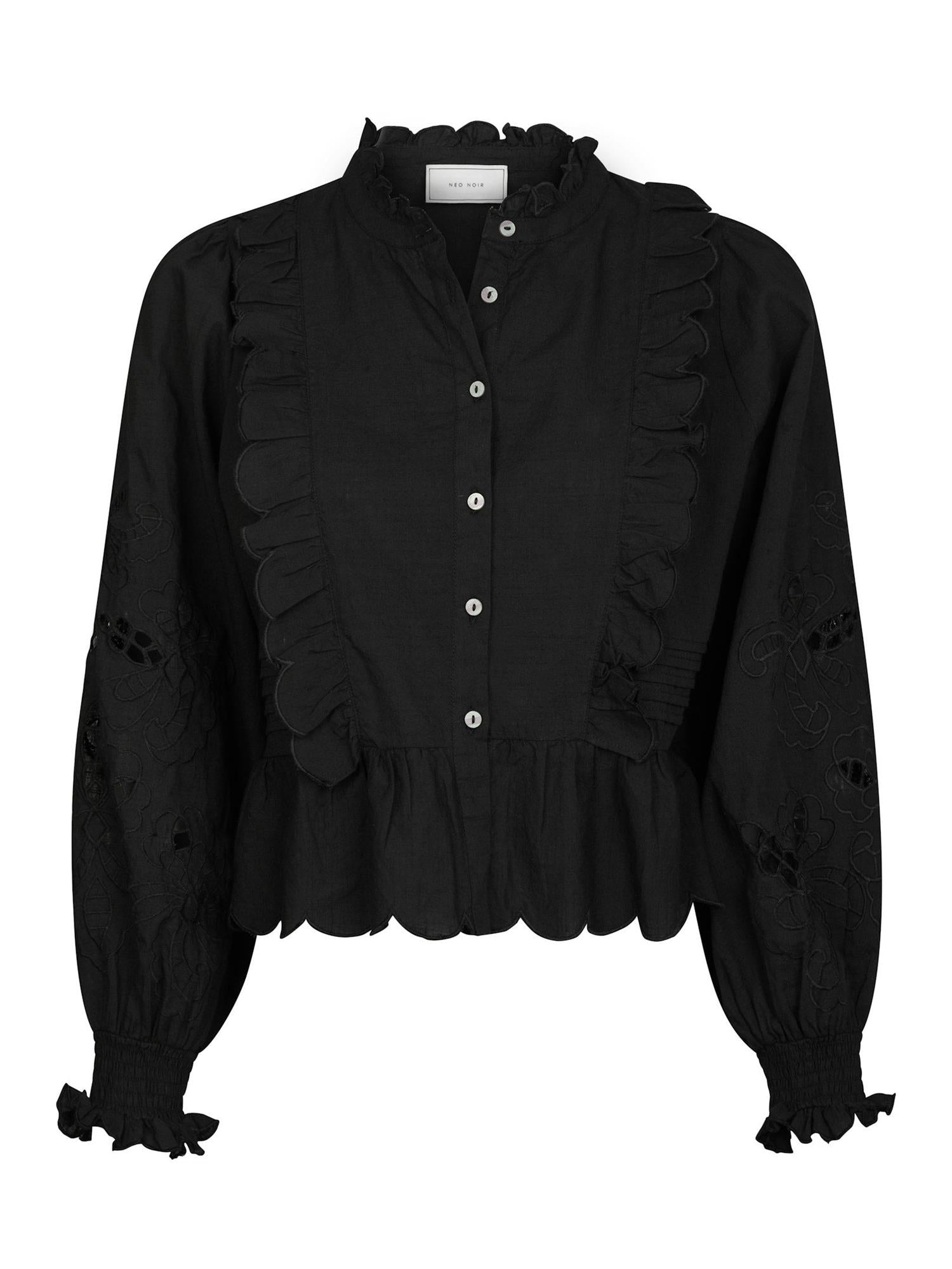 Petrine Embroidery Blouse Black