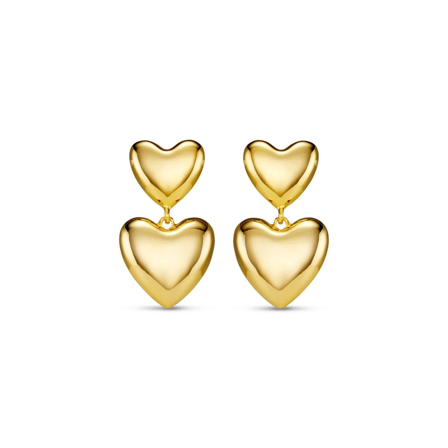 Statement Voluminous Heart Drop Earrings Gold