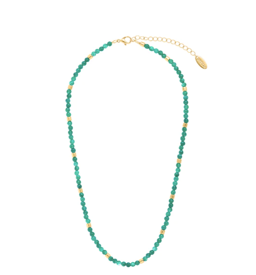 Emerald & Metal Bead Collar Necklace