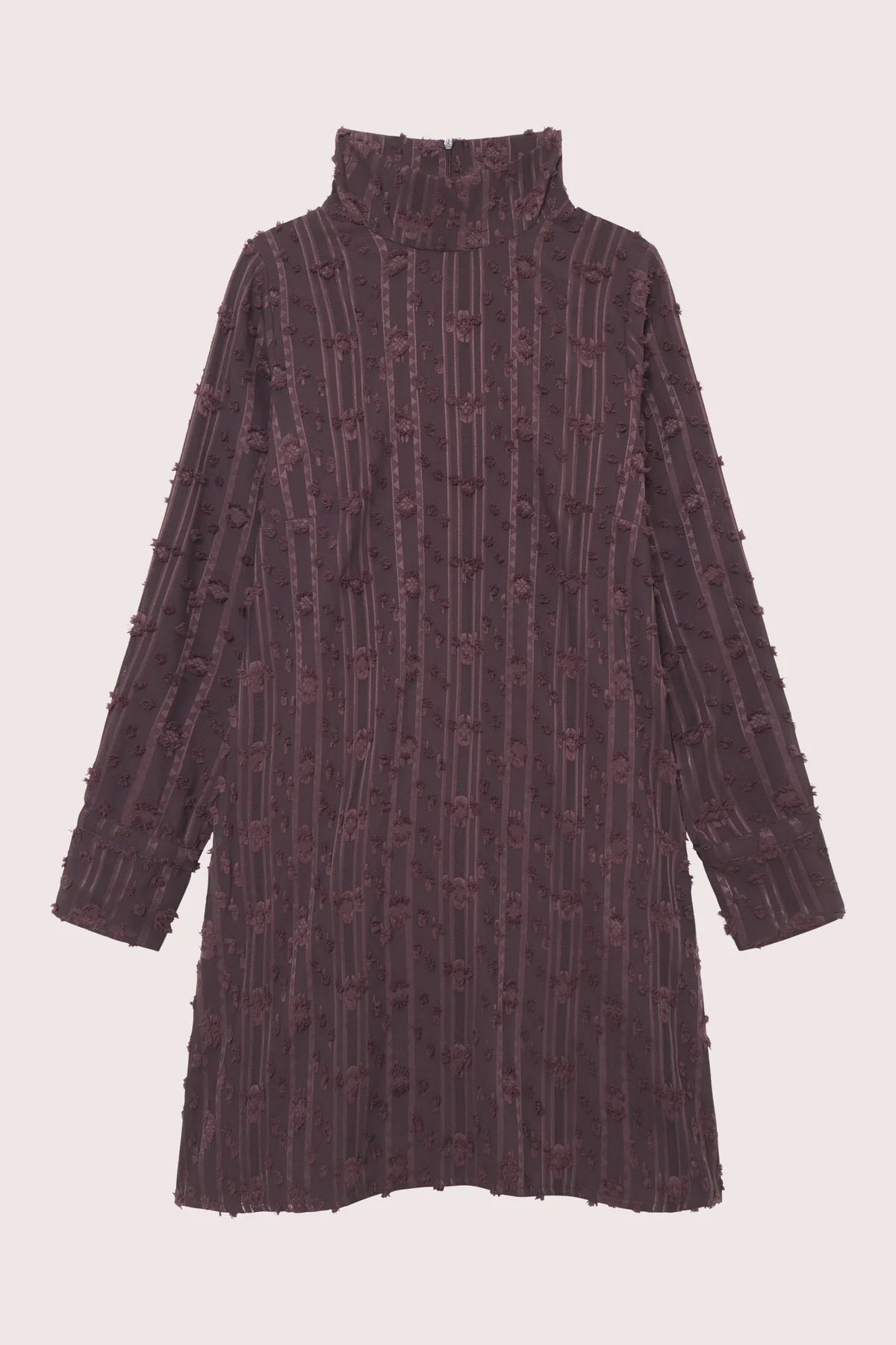 Julia Mock Neck Dress Deep Mahogny