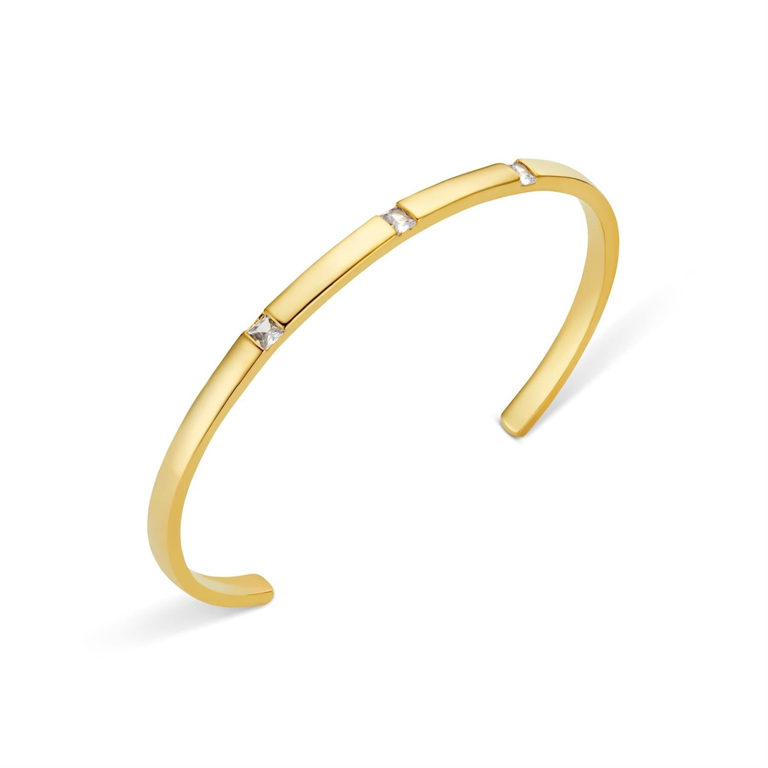 Crystal Set Open Bangle Gold