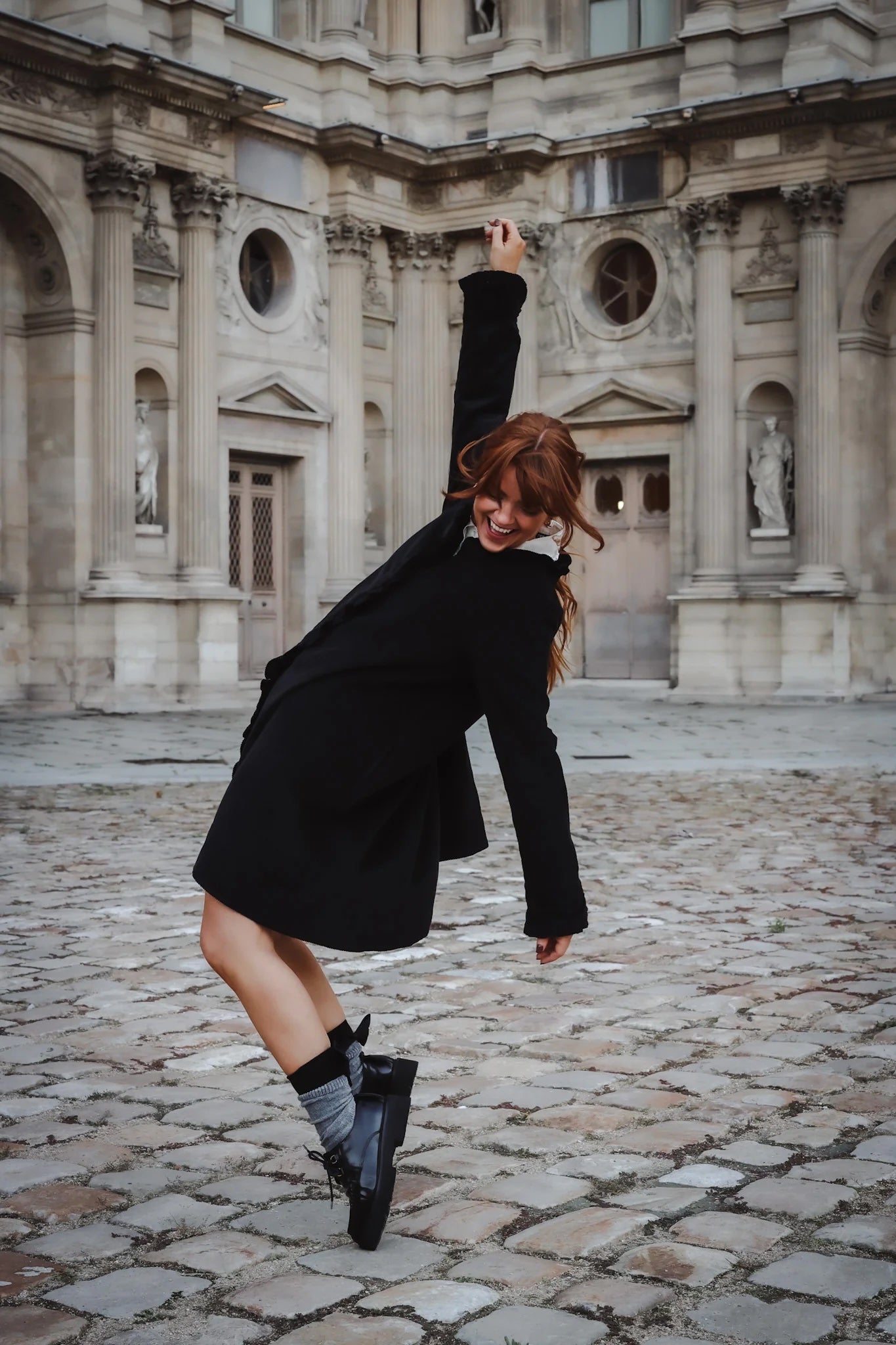 Cord Coat Dress Black