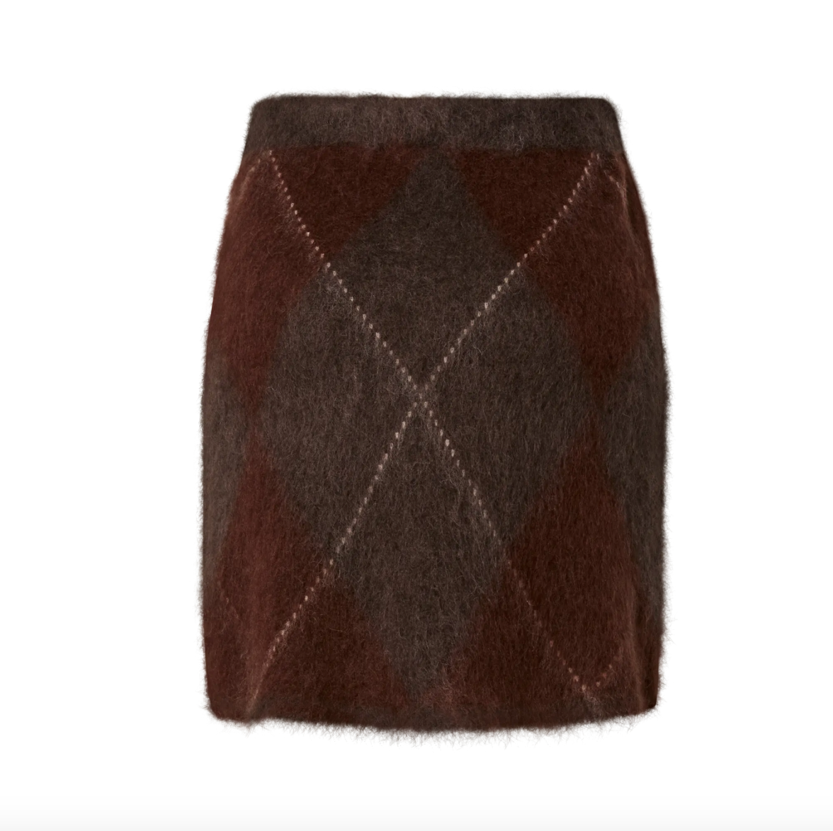 YASARGY Mohair Blend Knit Skirt Coffee Bean