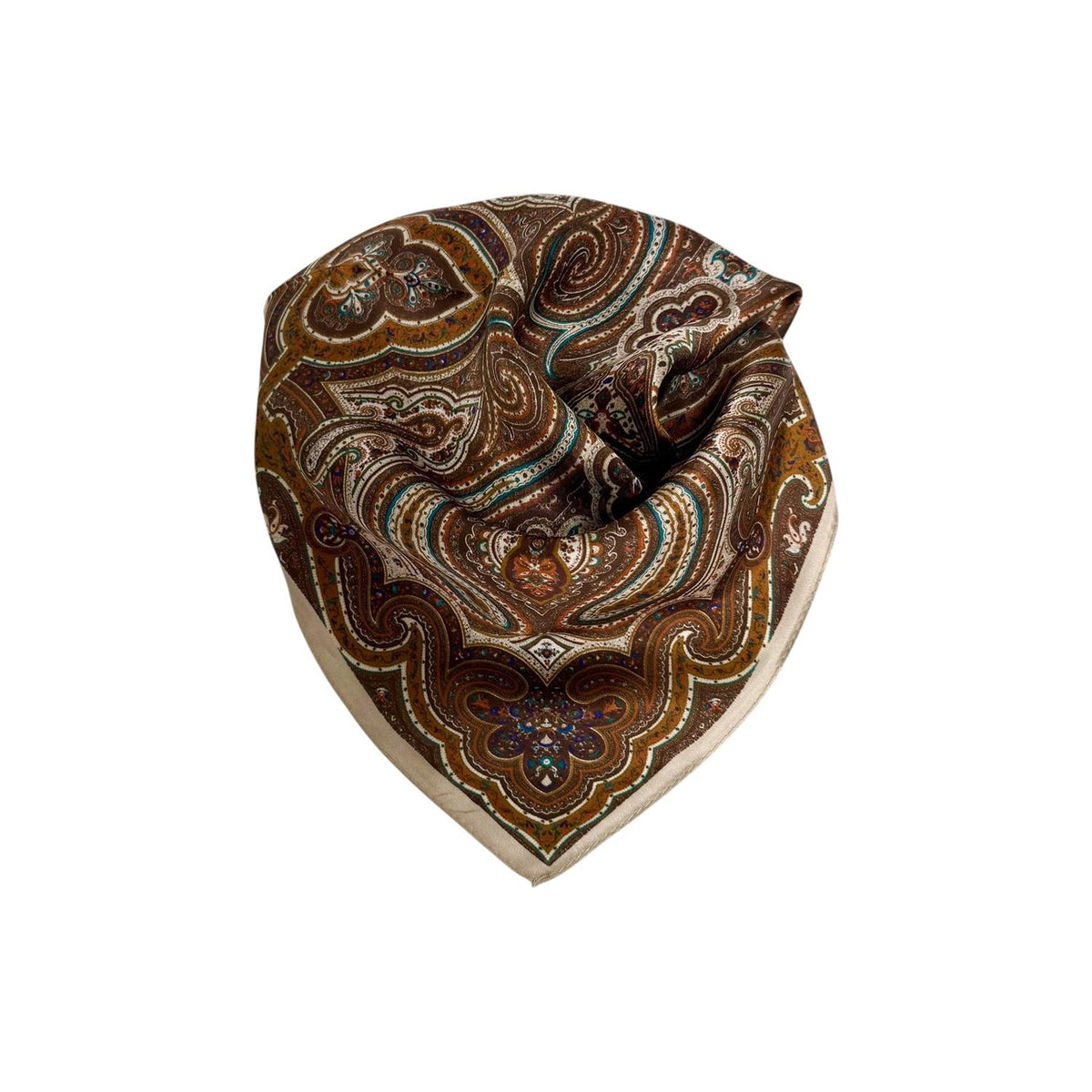 Silkeskjerf Paisley Bruntoner #85