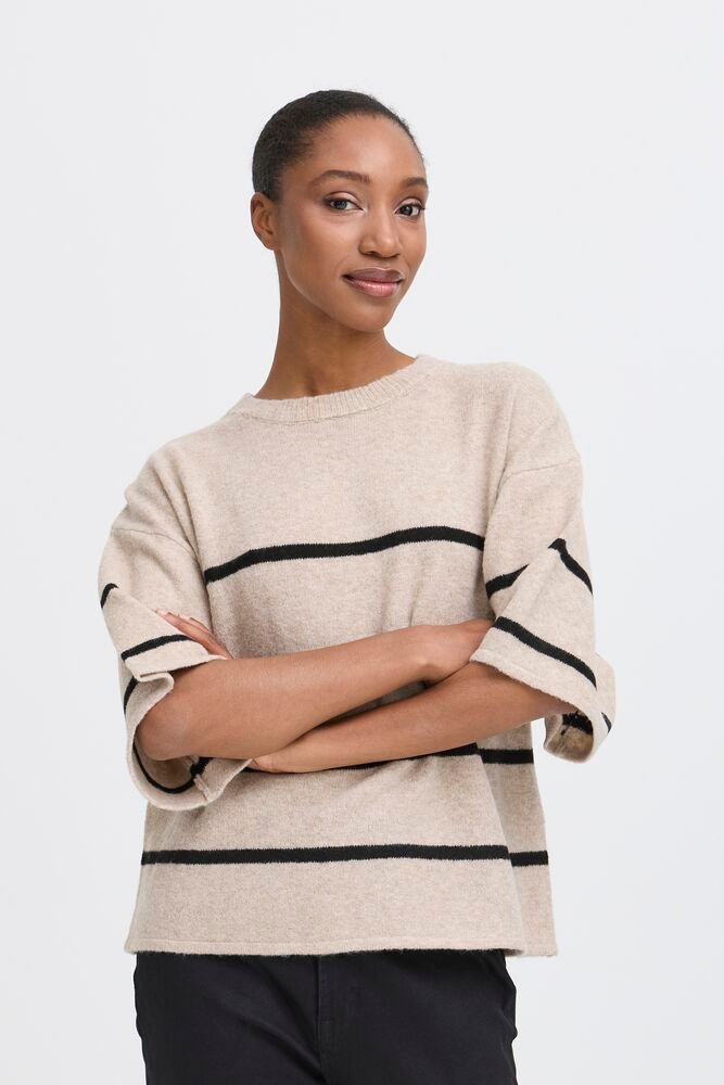 Dasila Shortsleeve Oatmeal Black Stripe